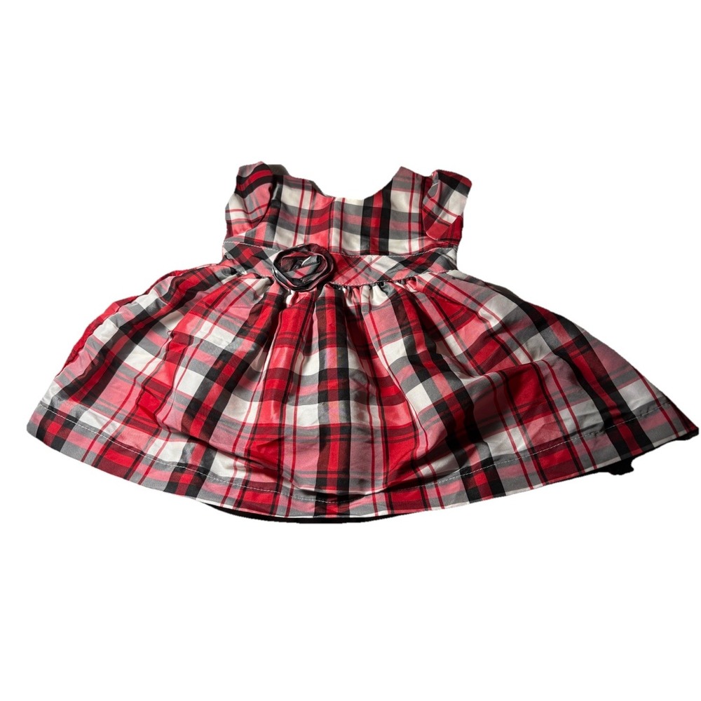 Carters Baby Girl Lined Christmas Dress Size 3‎ Months Red Plaid  Rose and Tulle